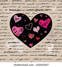 Heart design elements. Love. Handwriting vector background.
