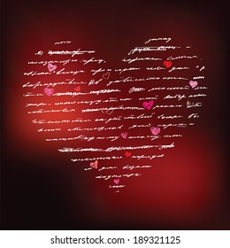 Heart design elements. Love. Handwriting vector background.