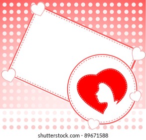 heart design with girl faces inside for a card or banner
