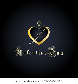 heart design with gold color, with luxury theme suitable for valentine day