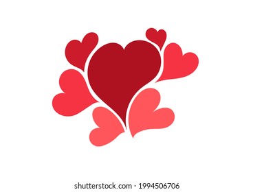 heart design illustration with a beautiful mix of red and pink colors