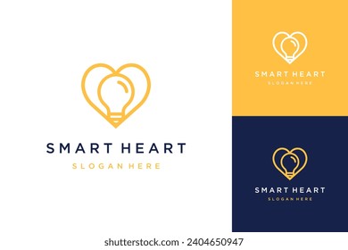 heart design logo with a light bulb