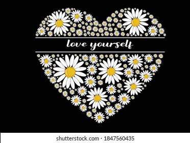 heart design love yourself love yourself stay positive. monoline calligraphy banner with swashes for fashion graphics, t shirt prints, posters etc
stationery,mug,t shirt,phone case  fashion style 