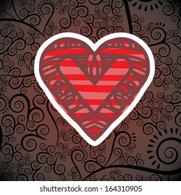 heart design over pattern background vector illustration