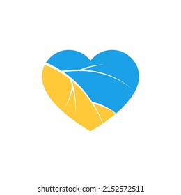 Heart design. Vector illustration of the theme of Ukraine, the blue and yellow colors of the flag, the symbol of the sky, the eared field, the love and independence of the Ukrainian people.