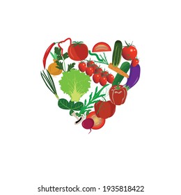 Heart design with vegetables scalable vector design 