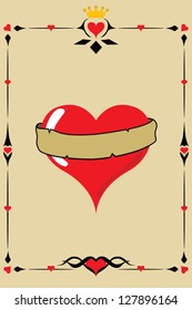 Heart design with with vintage borders and elements with free space for your text. Valentine's day greeting card design