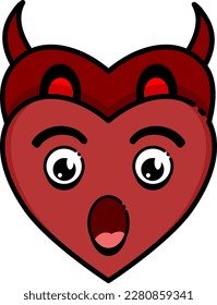 Heart with devil heart face behind good heart vector design