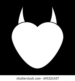 Heart with devil horn icon .