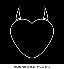 Heart with devil horn icon .