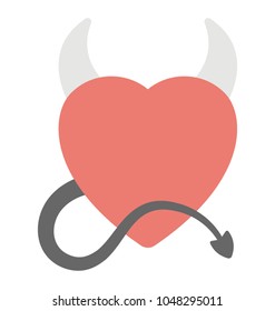 
Heart with devil horns and tail 
