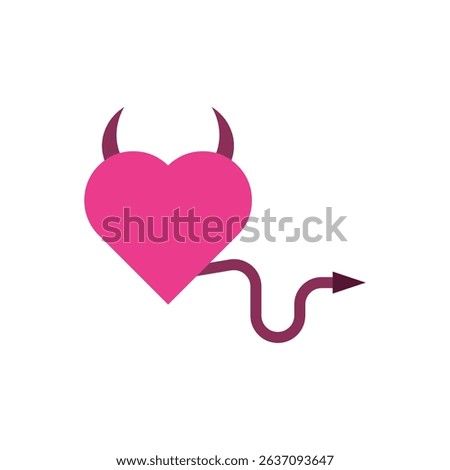 heart with devil horns and tail, great for flirtatious designs, dating apps, playful Valentine's Day graphics, or seductive themes.