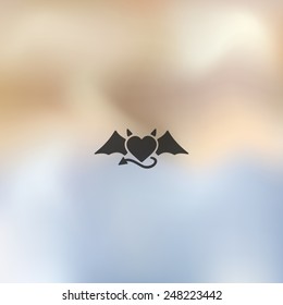 heart devil icon on blurred background