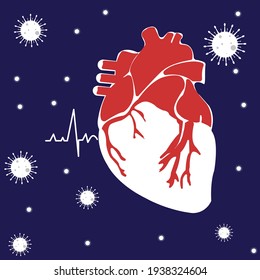  Heart diagnostic center sign. vector illustration in flat style