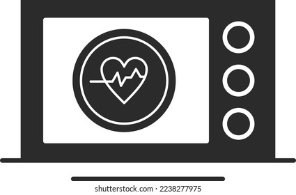 Heart diagnostic icon, cardiogram analysis icon black vector