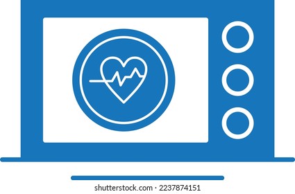 Heart diagnostic icon, heart care icon blue vector