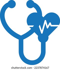 Heart diagnostic icon, heart care icon blue vector
