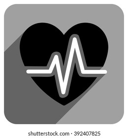 Heart Diagram long shadow vector icon. Style is a flat heart diagram iconic symbol on a gray square background.