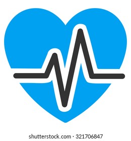 Heart Diagram vector icon. Style is bicolor flat symbol, blue and gray colors, rounded angles, white background.