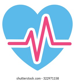 Heart Diagram vector icon. Style is bicolor flat symbol, pink and blue colors, rounded angles, white background.