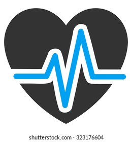 Heart Diagram vector icon. Style is bicolor flat symbol, blue and gray colors, rounded angles, white background.