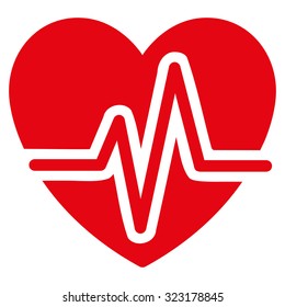 Heart Diagram vector icon. Style is flat symbol, red color, rounded angles, white background.