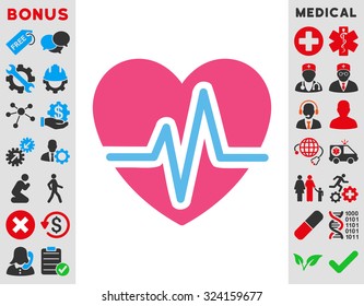 Heart Diagram vector icon. Style is bicolor flat symbol, pink and blue colors, rounded angles, white background.