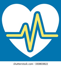 Heart Diagram vector icon. Style is bicolor flat symbol, yellow and white colors, rounded angles, blue background.
