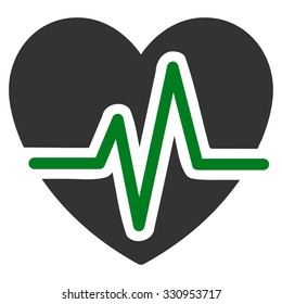 Heart Diagram vector icon. Style is bicolor flat symbol, green and gray colors, rounded angles, white background.