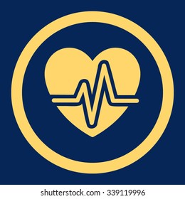 Heart Diagram vector icon. Style is flat rounded symbol, yellow color, rounded angles, blue background.