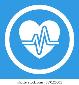 Heart Diagram vector icon. Style is flat rounded symbol, white color, rounded angles, blue background.