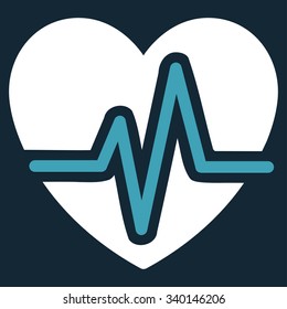 Heart Diagram vector icon. Style is bicolor flat symbol, blue and white colors, rounded angles, dark blue background.