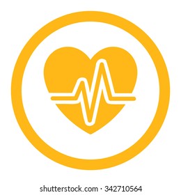 Heart Diagram vector icon. Style is flat rounded symbol, yellow color, rounded angles, white background.