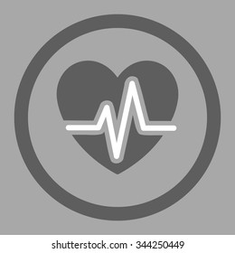 Heart Diagram vector icon. Style is bicolor flat rounded symbol, dark gray and white colors, rounded angles, silver background.