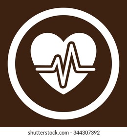 Heart Diagram vector icon. Style is flat rounded symbol, white color, rounded angles, brown background.