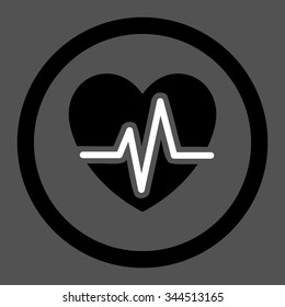 Heart Diagram vector icon. Style is bicolor flat rounded symbol, black and white colors, rounded angles, gray background.