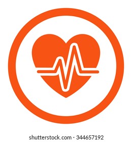 Heart Diagram vector icon. Style is flat rounded symbol, orange color, rounded angles, white background.