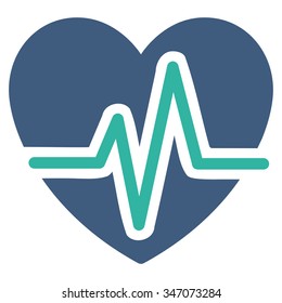Heart Diagram vector icon. Style is bicolor flat symbol, cobalt and cyan colors, rounded angles, white background.