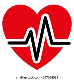 Heart Diagram vector icon. Style is bicolor flat symbol, intensive red and black colors, rounded angles, white background.