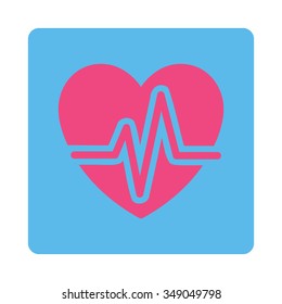 Heart Diagram vector icon. Style is flat rounded square button, pink and blue colors, white background.