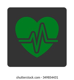 Heart Diagram vector icon. Style is flat rounded square button, green and gray colors, white background.