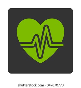 Heart Diagram vector icon. Style is flat rounded square button, eco green and gray colors, white background.