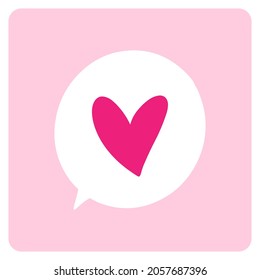 Icono de diálogo de corazón. Chatea en la nube con el corazón. Ilustración dibujada a mano por vectores. 