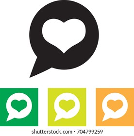 Heart in dialogue vector black icon