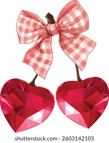 Heart  diamond  with a bow. Vector graphic design for t-shirt