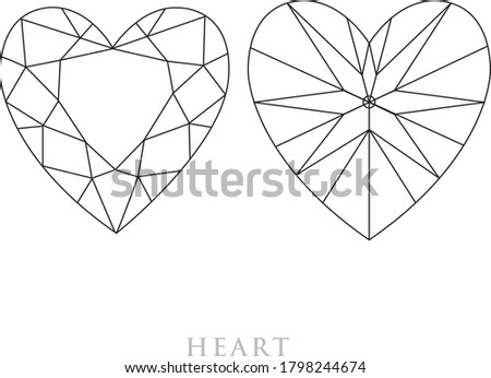 Heart diamond cut shape and design diagrams with the name vector illustration,  isolated on white background. 