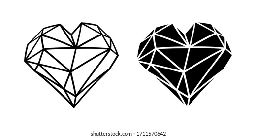 Heart Diamond Icon, Geometric Style Vector