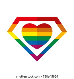 Heart Diamond LGBT rainbow symbol Vector illustration