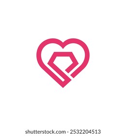 Plantilla de Vector de diseño de logotipo de diamante de corazón