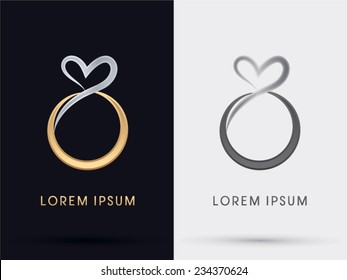 Heart Diamond Ring abstract, icon, graphic, symbol, logo, Vector.